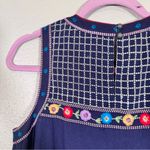 Maeve  Anthropologie Blue Floral Embroidered Mini Shift Dress Womens 2 Sleeveless Photo 3