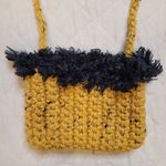 Handmade Black Heart with Fluffy Trim Crochet Mini Shoulder Bag by Nikita Naomi Yellow Photo 3