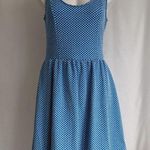 Maeve  ▪ Caldera Blue Polka Dot Fit & Flare Dress L Photo 0