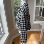 Ophelia Roe  Black White Houndstooth Tweed Cropped Jacket Gold Buttons Large NEW Photo 2