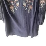 cupio  Women's Size Medium Blue‎ Peasant Embroidered Boho Mini Dress Photo 2