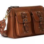 Ralph Lauren Studded Leather Noa Crossbody with Front Pockets, Brown, New w/Tag Photo 1