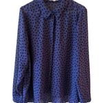 BCBG eneration Long Sleeve Semi Sheer Polka Dot Shirt Purple Women's Size Large Photo 0