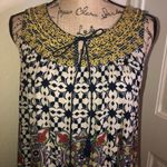 En Crème Navy & Cream with Gold Embroidery Boho Dress Size L Blue Size L Photo 1