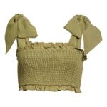 Cami NYC  Benita Smocked Crop Top In Green Large $220 retail (b17) Photo 3