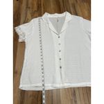 Flora Nikrooz  Lace Trim Top‎ L | 100% Rayon | Short Sleeve Button Front Photo 4