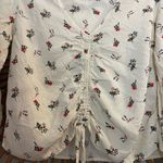 Urban Outfitters  Womens Cream Floral Cinched Top Longsleeve Cottagecore Sz S Photo 3