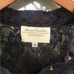 New Vintage Y2K crystal button down sheer lace top Holiday cocktail party glam Blue Size 14 Photo 6