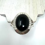 E YAZZIE Navajo sterling silver, onyx cuff bracelet, 47.2g Silver Photo 4