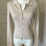 Hippie Rose  Women's Beige Zip-Up Ribbed Jacket Photo 0