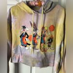 Space Jam Hooded Cropped Graphic Sweatshirt tie dye looney tunes sz XL cotton Photo 3