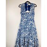 Alexis Womens Dress Blue Marianna Printed Poplin Midi Floral Fit Flare Medium Photo 5