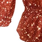 Monteau Floral Tie-Neck Blouse Peplum Brown Size Large NWT Photo 6