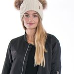 Arctic Paw Pom Pom Beanie Cable Knit Fleece Lined Winter Beanie Women Hat Photo 2