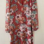 Wilfred  Aritzia Molly Babydoll Midi Dress M Long Sleeve Floral Flowy Peachy Pink Photo 0