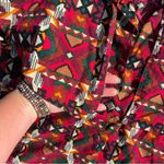 Vintage 80s 90s Aztec Southwestern Cape Button Up Cowgirl Brushpopper Shirt LG Red Photo 2