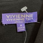 Vivienne Tam Women’s Med Dress black Ponte knit stretch long sleeve V-neck Sexy Photo 5
