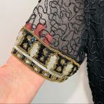 Vintage 80s Silk Beaded Sheath Dress, Formal, Black Tie Cocktail Kazar Blk/Gld Size 6 Photo 5