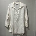 Vineyard Vines Vineyards Vines Linen Blend Tunic Top White Relaxed Collared Shirt Medium Photo 3