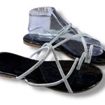 SheIn Glitter Dressy Flat Sandals Strappy Toe Ring Slip on Open Toe Slide Sandals 9 Photo 4