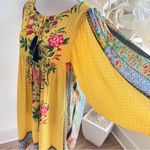 Farm Rio  Lorena Patchwork Floral Yellow Bohemian Tunic Dress Photo 8