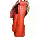 a.n.a  medium PURSE W RED PEBBLED FAUX LEATHER TAN GUITAR STRAP Photo 4