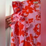 Umgee  Pink & Orange Double Ruffe Cap Sleeve Floral Open Neck Top Photo 2
