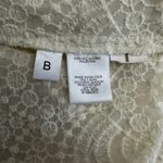 Loft  White Lace Blouse Medium Scallop Hem Short‎ Sleeve Crochet Top Ivory Photo 8