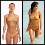 Vitamin A 💕💕 Bikini Set Gia Triangle Top + Luciana Bottom Dorada Stripe 8 M NWT Photo 1