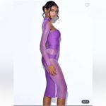 NEW Miss Circle Barrett Mesh Long Sleeve Bandage Midi Dress Purple Medium M NWT Photo 1
