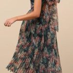 Lulus NWT  Alondra Dark Green Multi Floral Pleated Midi Dress Wedding Bride Sz S Photo 1