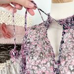 MISA Los Angeles MISA Floral Blouse Black Pink Sz S Photo 3