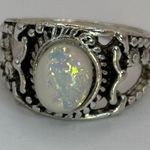 Elegant Vintage Silver Opal Ring 9 Photo 1