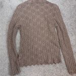 CHAPS  NWT Tan Brown Crocheted Peekabo Granola Earthy Long Sleeve Top Photo 3