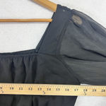 HYFVE Crop Top Black Long Sleeve Large Smocked Puff Sleeve Cottagecore Milkmaid Photo 7