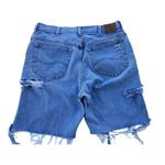 Lee 90s VTG  Denim Jean Shorts‎ Distressed Ripped Frayed Hem Blue Casual Photo 1
