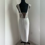 Elegant White and Silver Midi Dress Photo 8