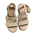 R2 Cork Platform Wedge Sandals Elastic Ankle Straps Open Toe Beige Size US 9.5 Photo 1