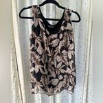 M Made In Italy Silk Blend Flowy Sheer Floral Lined Sleeveless Tank Top Blouse L Black Size L Photo 1