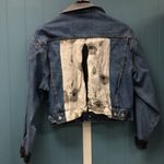 Vtg‎ Alexa Rae denim jean jacket with floral linen pockets etc polka dot collar Blue Size undefined Photo 4