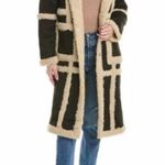 Rebecca Minkoff  Long Leather Suede Shearling Black Coat Photo 2