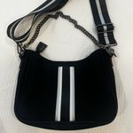 Haute Shore Black & White Stripe Neoprene Shoulder Bag Crossbody Chain Detail Photo 1