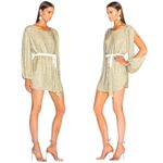 Retrofête Selma Champage Sequin Split Sleeve Keyhole Belted Robe Mini Dress Gold Photo 2