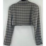 For Love & Lemons NEW Women’s Small Grey Plaid Kym Crop Blazer Jacket Photo 3