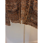 Sioni Size M Brown Speckled Textured Fringe with Pickets Cardigan Sweater Size M Photo 1