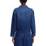 AQUA  Denim Jacket XL Silver Studded Dark Wash Jean Coat‎ Women's Photo 1