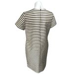 ASOS  Women's Black White Striped Satin Short Sleeve Knee Length Shift Dress Sz 8 Photo 1