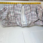 Bar III  Blazer Jacket Women Large White Black Pink Plaid Double Button Tweed Photo 3