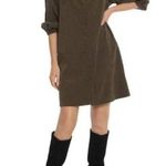 7 For All Mankind 7FAMK Brown Corduroy Shirt Mini Dress with Puffed Sleeves Large Photo 0