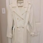 St. John Creamy White Tie Waist Trench Coat Photo 1